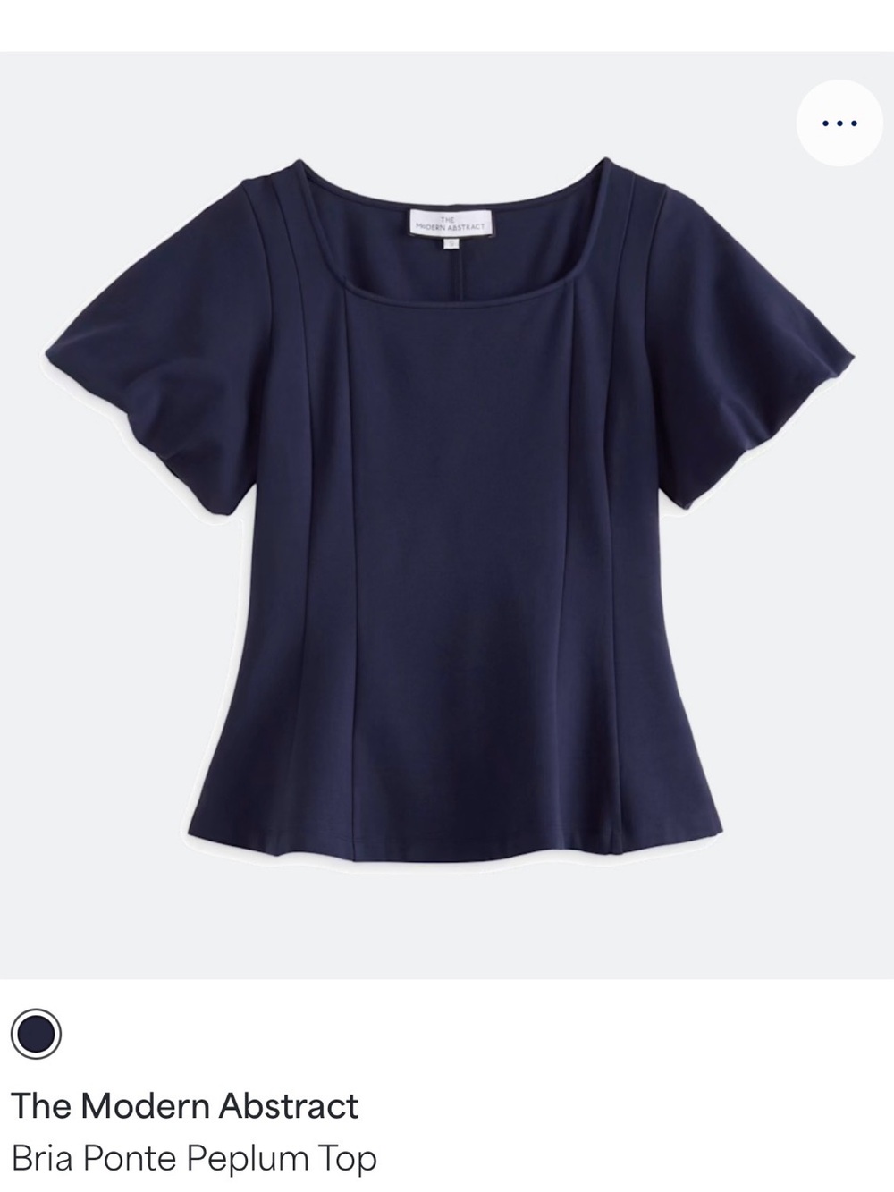 The Modern Abstract  Navy Ponte Peplum Top with Flutter Sleeves